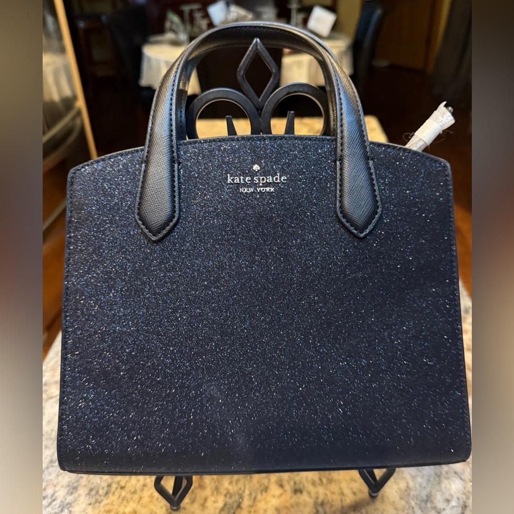 kate spade black glitter crossbody satchel